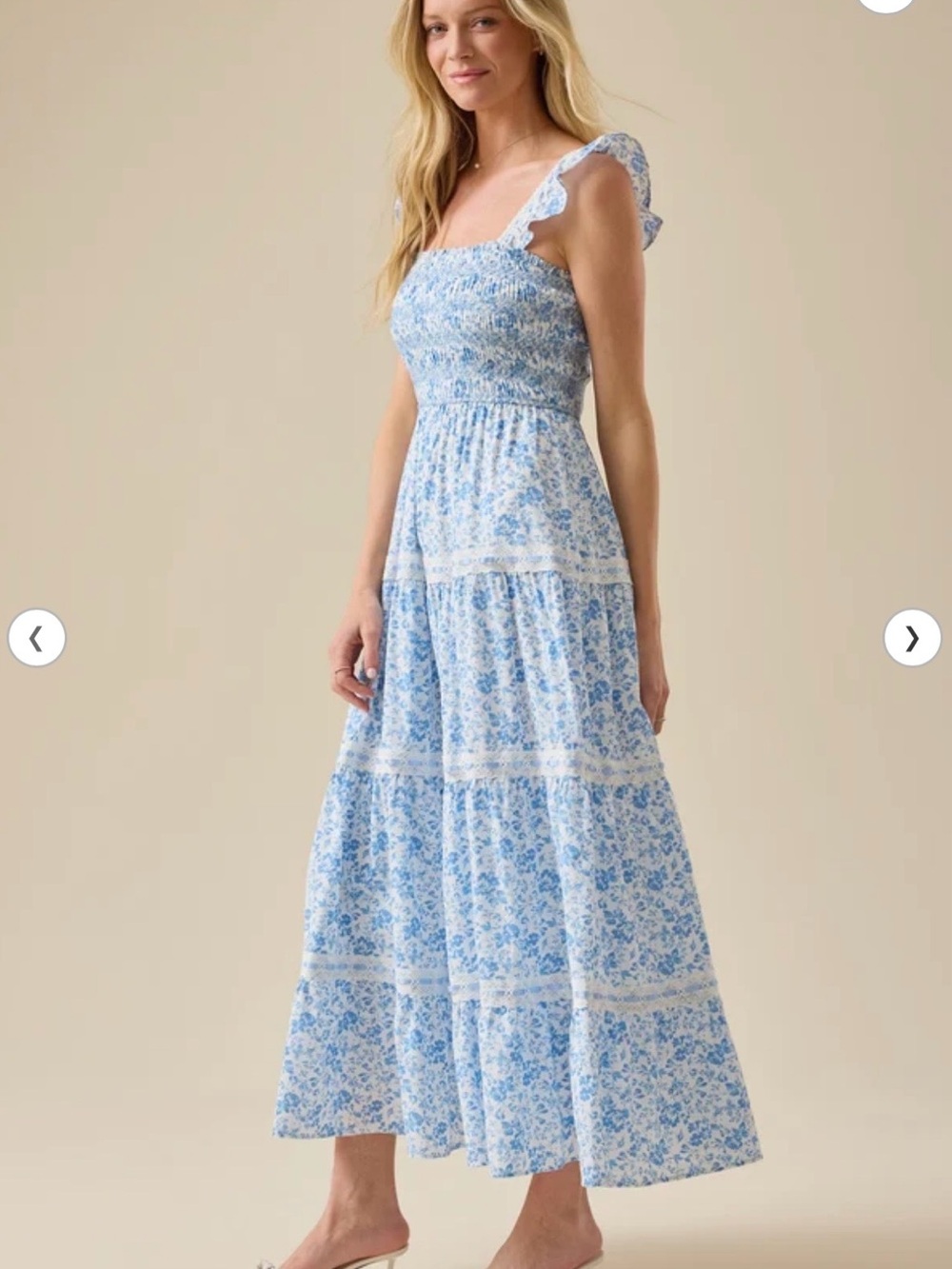 Altar'd State Blue Floral Smocked Maxi Dress